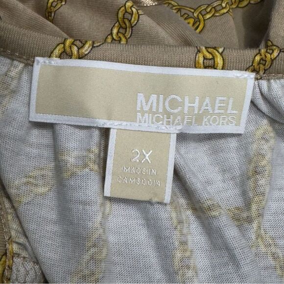 Michael Michael Kors Tan Chain Printed Top - Size 2X - Picture 4 of 6